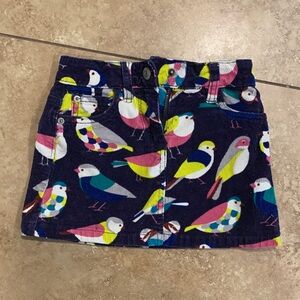 Mini Boden Navy Bird Print Skirt